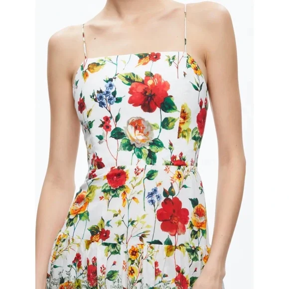 Alice Olivia Valencia Dew Floral Spaghetti Strap Maxi Dress